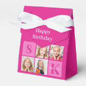 Hot roze meisjes foto aangepaste chique verjaardag bedankdoosjes (Voorkant Zijde)