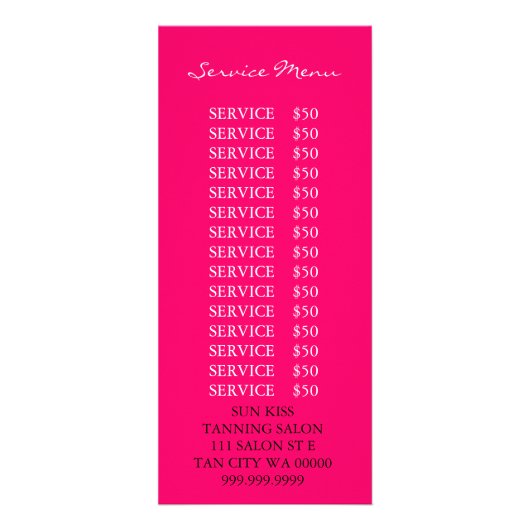 Hot-roze menu Kunstpenseel Salon Flyer (Achterkant)