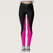 Hot-roze met aangepaste kleur en naam leggings (Voorkant)