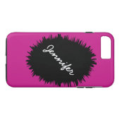 Hot-roze met Black Splash, aangepaste scriptnaam Case-Mate iPhone Case (Achterkant (Horizontaal))