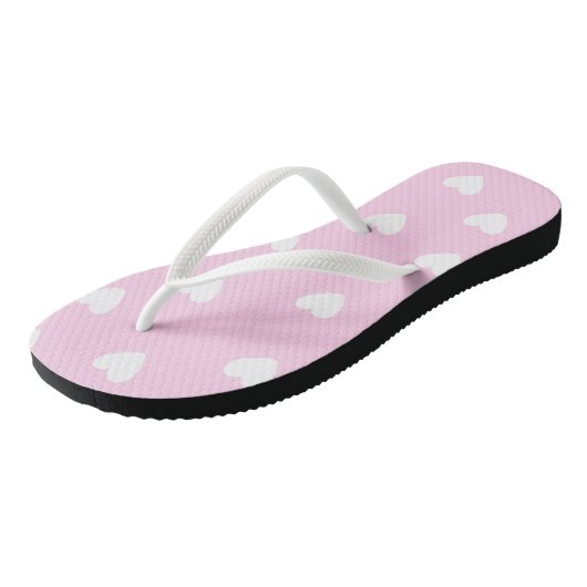 Hot Roze met Cute White Hearts Pattern Teenslippers (Schuin)
