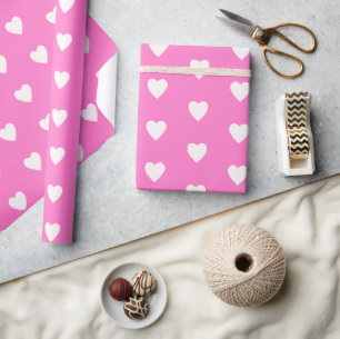 Hot-roze met hart cadeaupapier