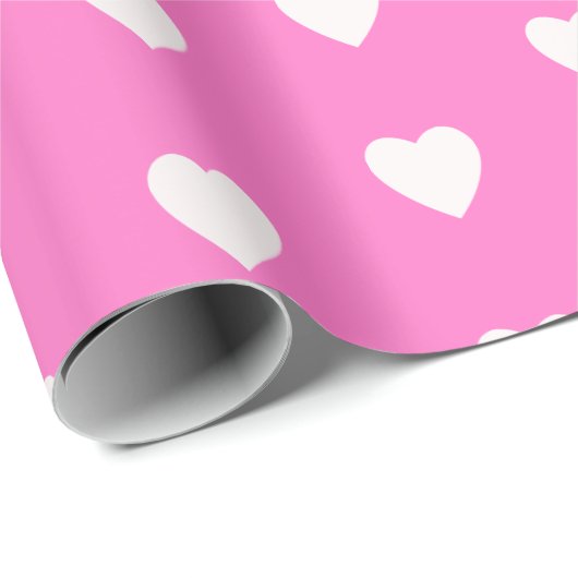 Hot-roze met hart cadeaupapier (Rol Hoek)
