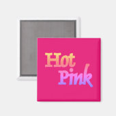 Hot-roze met naam vierkante magneet (Voorkant / Achterkant)
