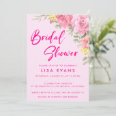 Hot-roze met Rozen Bridal Shower-uitnodiging Kaart (Staand voorkant)