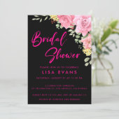Hot-roze met Rozen Bridal Shower-uitnodiging Kaart (Staand voorkant)