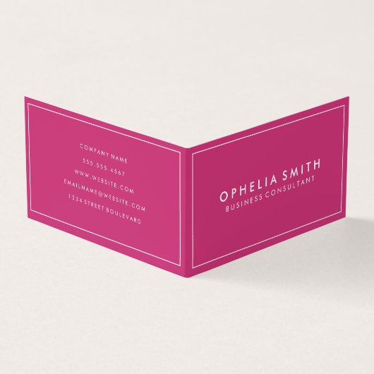 Hot-Roze met White Border Minimalist Visitekaartje (Buitenkant)