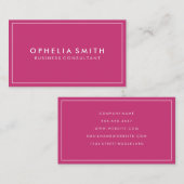 Hot-Roze met White Border Minimalist Visitekaartje (Voorkant / Achterkant)