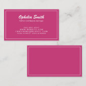 Hot-Roze met White Border Minimalist Visitekaartje (Voorkant / Achterkant)