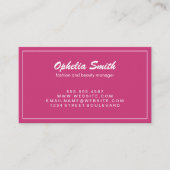 Hot-Roze met White Border Minimalist Visitekaartje (Voorkant)