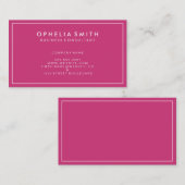 Hot-Roze met White Border Minimalist Visitekaartje (Voorkant / Achterkant)