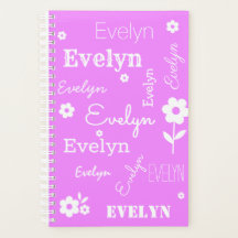 Hot-roze met witte bloemen, aangepaste naamplanner
