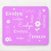 Hot-roze met witte bloemen, Gepersonaliseerd Muism Muismat (Voorkant)