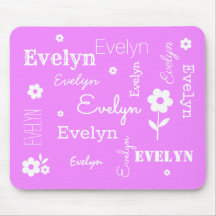 Hot-roze met witte bloemen, Gepersonaliseerd Muism