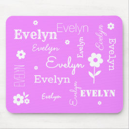 Hot-roze met witte bloemen, Gepersonaliseerd Muism Muismat