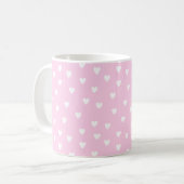 Hot roze met witte harten koffiemok (Voorkant links)