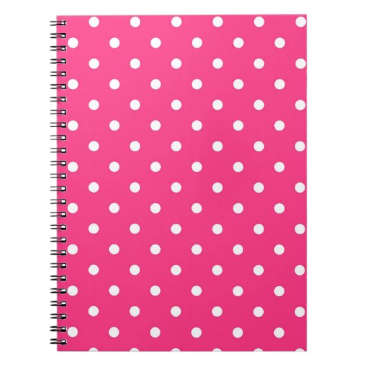 Hot-roze met witte pooldots notitieboek (Voorkant)