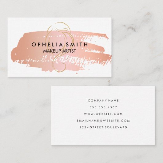 Hot Roze met witte rand Makeup Artist geborsteld Visitekaartje (Voorkant / Achterkant)