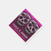 Hot-Roze metalen glazen zwarte witte suikerschedel Servet (Hoek)