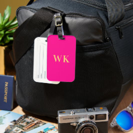 Hot roze minimale monogram Initialen Bagagelabel