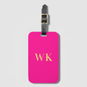 Hot roze minimale monogram Initialen Bagagelabel (Voorkant (verticaal))