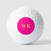 Hot roze minimale monogram Initialen Golfballen (Voorkant)