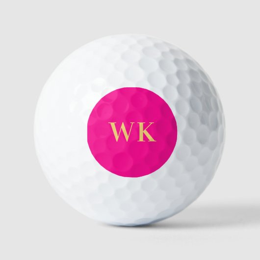 Hot roze minimale monogram Initialen Golfballen (Voorkant)