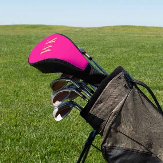 Hot roze minimale monogram Initialen Golfheadcover (Insitu)