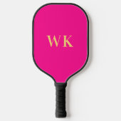 Hot roze minimale monogram Initialen Pickleball Paddle (Voorkant)