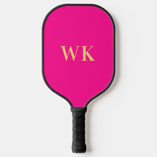 Hot roze minimale monogram Initialen Pickleball Paddle (Voorkant)
