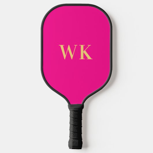 Hot roze minimale monogram Initialen Pickleball Paddle (Achterkant)