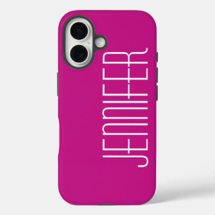 Hot-roze minimalist, Jumbo Custom Name, elegant iPhone 16 Hoesje