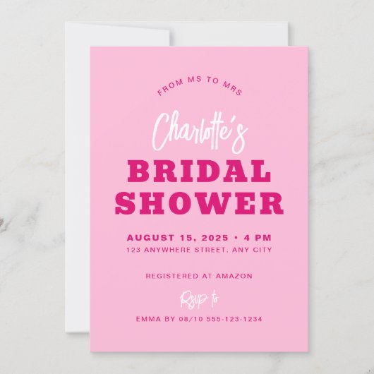 Hot-roze minimalistisch script modern Vrijgezellen Kaart (Voorkant)