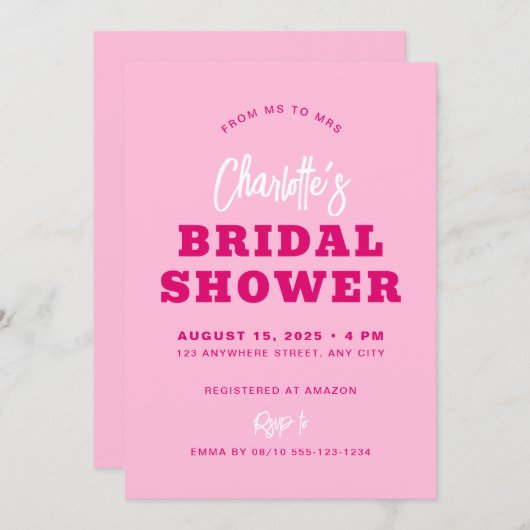 Hot-roze minimalistisch script modern Vrijgezellen Kaart (Voorkant / Achterkant)