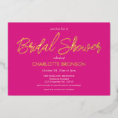 Hot-roze minimalistisch script Vrijgezellenfeest G Folie Uitnodiging (Voorkant)