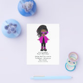 Hot-roze Mode Black Girl Party-uitnodiging Flyer (Enkel)