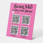 Hot-roze Modern QR-codenetwerkscanner  Reclamebord Met Voetstuk (Voorkant)
