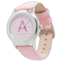 Hot Roze Modern Script Meisjes Monogram Naam