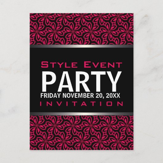 Hot-roze Moderne Diva Kantoor Uitnodiging Briefkaart (Voorkant)