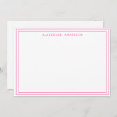 Hot-roze moderne, dubbele-grenskaart notitiekaartje (Voorkant / Achterkant)