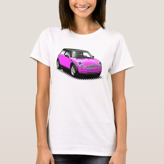 Hot-roze moderne mini-auto dames bovenaan t-shirt (Voorkant)