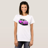 Hot-roze moderne mini-auto dames bovenaan t-shirt (Voorkant volledig)