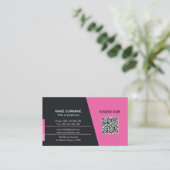 Hot-roze moderne qr-code trendy networking-logo visitekaartje (Staand voorkant)