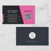 Hot-roze moderne qr-code trendy networking-logo visitekaartje (Voorkant / Achterkant)
