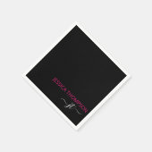 Hot-roze moderne zwarte monogram voor eenvoudig sc servet (Hoek)