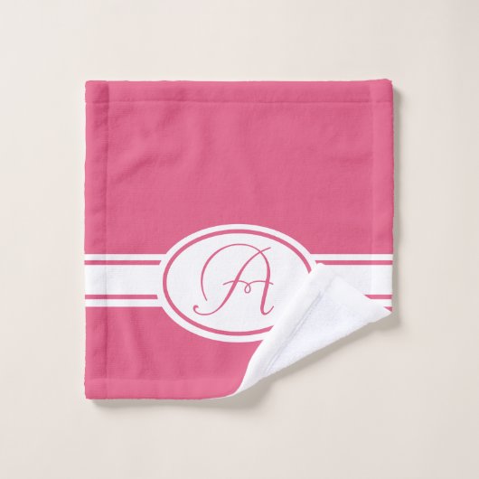 Hot-roze Monogram Bad Handdoek (Wasdoekje)