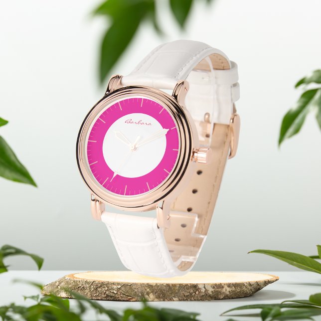 Hot roze monogram gepersonaliseerde eWatch Horloge (Creator heeft geüpload)