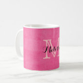 Hot-roze monogram Initiaal Rustige Mok (Voorkant links)