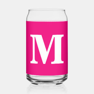 Hot Roze Monogram Initialen Naam Aangepaste Kleur  Blikvorm Glas