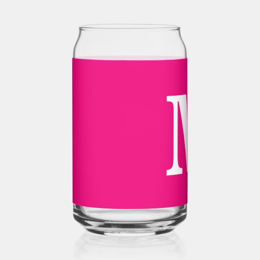 Hot Roze Monogram Initialen Naam Aangepaste Kleur  Blikvorm Glas (Rechts)